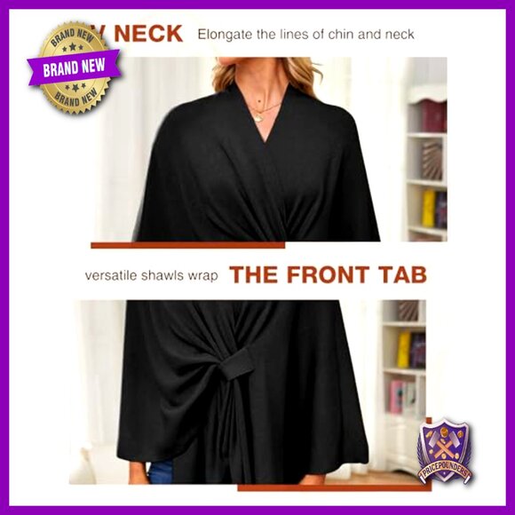 Soft Rayon Blend Poncho Shawl Wrap One Size Fits Most All Seasons - Picture 5 of 7